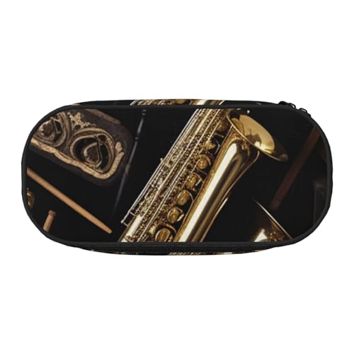 Federmäppchen mit Cartoon-Flamingo-Muster, bedrucktes Oxford-Gewebe, geräumiges Design für Schule, Büro, Reisen – Mehrzweck-Schreibwaren und Make-up-Tasche, Musikinstrumente, Einheitsgröße von DENMER