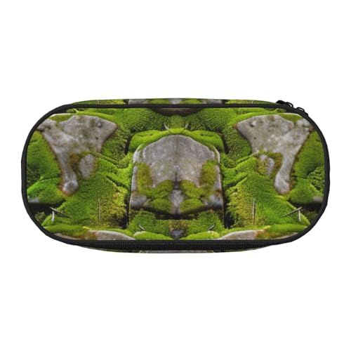 Federmäppchen mit Flamingo-Aufdruck aus Oxford-Stoff mit geräumigem Design für Schule, Büro, Reisen – Mehrzweck-Schreibwaren und Make-up-Tasche, Moossteinpflaster, Einheitsgröße, Schulranzen von DENMER