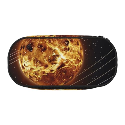 Federmäppchen mit Flamingo-Aufdruck aus Oxford-Stoff mit geräumigem Design für Schule, Büro, Reisen – Mehrzweck-Schreibwaren und Make-up-Tasche, Weltraum Galaxie Sonnensystem, Einheitsgröße von DENMER