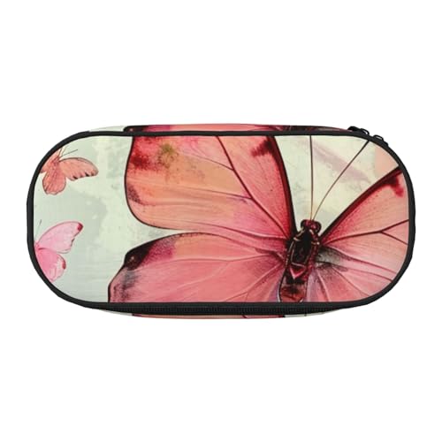 Federmäppchen mit Flamingo-Aufdruck aus Oxford-Stoff mit geräumigem Design für Schule, Büro, Reisen – Mehrzweck-Schreibwaren und Make-up-Tasche, schmetterling, Einheitsgröße, Schulranzen von DENMER