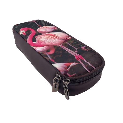 Federmäppchen mit Flamingo-Muster, Leder, multifunktionaler Organizer für Schule, Büro und Reisen, Flamingo, Einheitsgröße, Schulranzen von DENMER