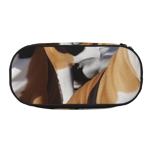 Federmäppchen mit Gitarren-Aufdruck aus Oxford-Stoff mit geräumigem Design für Schule, Büro, Reisen – Mehrzweck-Schreibwaren und Make-up-Tasche, French Bulldogs, Einheitsgröße, Schulranzen von DENMER