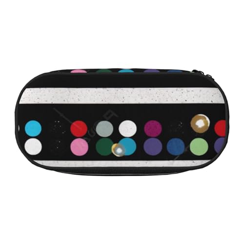 Federmäppchen mit Gitarren-Aufdruck aus Oxford-Stoff mit geräumigem Design für Schule, Büro, Reisen – Mehrzweck-Schreibwaren und Make-up-Tasche, Glitzer, Regenbogenfarben, gepunktet, gestreift von DENMER