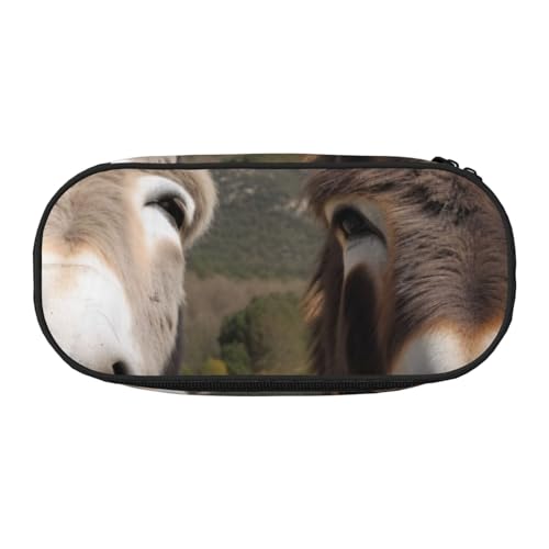 Federmäppchen mit Gitarren-Aufdruck aus Oxford-Stoff mit geräumigem Design für Schule, Büro, Reisen – Mehrzweck-Schreibwaren und Make-up-Tasche, Lustige Esel, Einheitsgröße, Schulranzen von DENMER