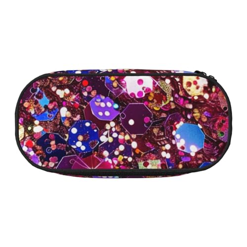 Federmäppchen mit Halloween-Totenkopf-Motiv, Oxford-Stoff, geräumiges Design für Schule, Büro, Reisen, Mehrzweck-Schreibwaren und Make-up-Tasche, Glitzermuster, Einheitsgröße, Schulranzen von DENMER