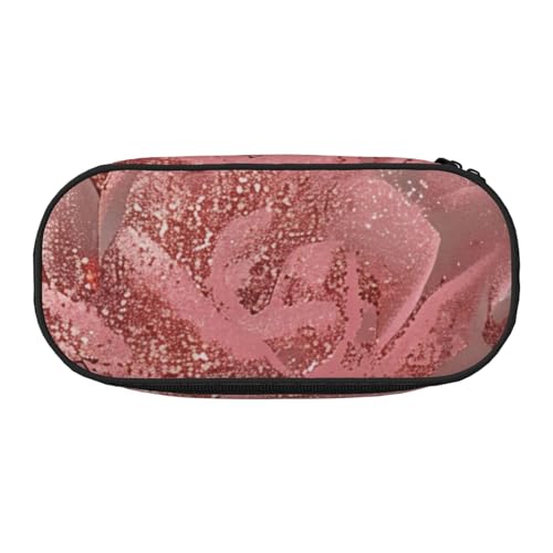 Federmäppchen mit Halloween-Totenkopf-Motiv, Oxford-Stoff, geräumiges Design für Schule, Büro, Reisen, Mehrzweck-Schreibwaren und Make-up-Tasche, Gold gestreifte Rose, Einheitsgröße, Schulranzen von DENMER