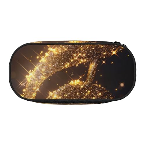 Federmäppchen mit Halloween-Totenkopf-Motiv, Oxford-Stoff, geräumiges Design für Schule, Büro, Reisen, Mehrzweck-Schreibwaren und Make-up-Tasche, Goldene Musiknote mit gefallenem glänzendem Stern von DENMER