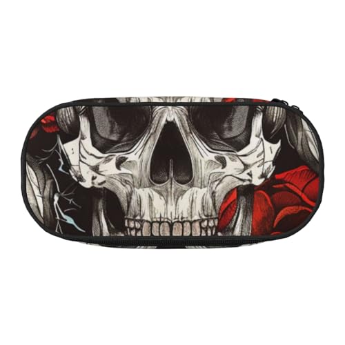 Federmäppchen mit Halloween-Totenkopf-Motiv, Oxford-Stoff, geräumiges Design für Schule, Büro, Reisen, Mehrzweck-Schreibwaren und Make-up-Tasche, Halloween Totenkopf, Einheitsgröße, Schulranzen von DENMER