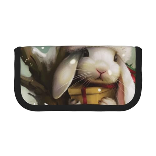 Federmäppchen mit Kompass und alter Weltkarte, bedrucktes Segeltuch, geräumiges Stiftetui für Schule, Büro und Reisen, Weihnachts-Hase, Einheitsgröße, Schulranzen von DENMER