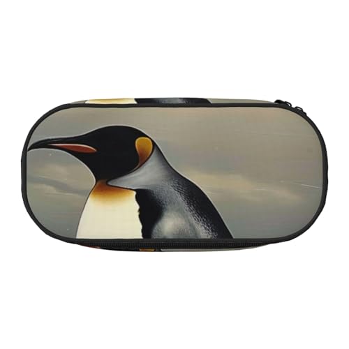 Federmäppchen mit Regenbogen-Schmetterling-Motiv, bedruckt, Oxford-Stoff, geräumiges Design für Schule, Büro, Reisen – Mehrzweck-Schreibwaren und Make-up-Tasche, pinguin, Einheitsgröße, Schulranzen von DENMER