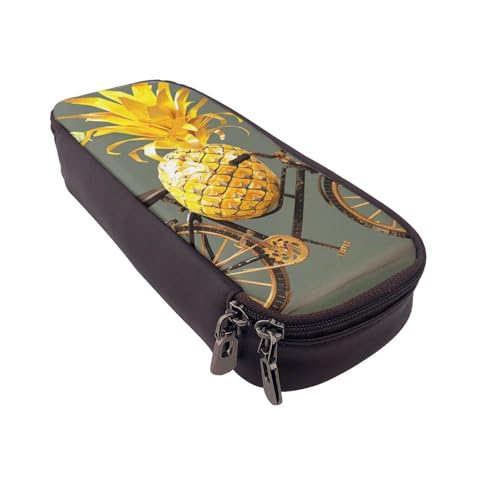 Federmäppchen mit Regenbogen-Schmetterling-Motiv, bedrucktes Leder, multifunktionaler Organizer für Schule, Büro und Reisen, Ananas, Einheitsgröße, Schulranzen von DENMER