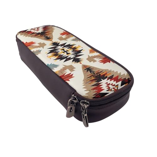 Federmäppchen mit Regenbogen-Schmetterling-Motiv, bedrucktes Leder, multifunktionaler Organizer für Schule, Büro und Reisen, Indianer, Einheitsgröße, Schulranzen von DENMER