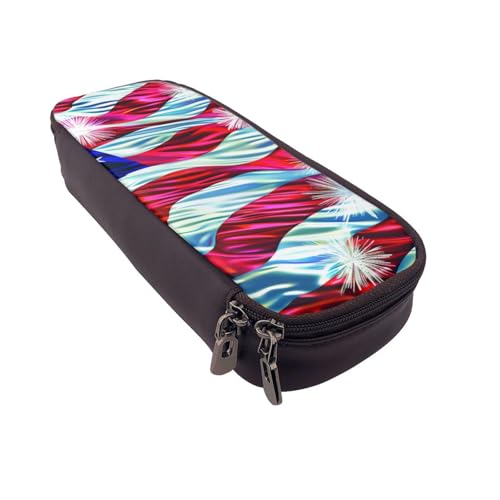 Federmäppchen mit Regenbogen-Schmetterling-Motiv, bedrucktes Leder, multifunktionaler Organizer für Schule, Büro und Reisen, Patriotische amerikanische Flagge zum 4. Juli, Einheitsgröße, Schulranzen von DENMER