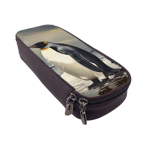 Federmäppchen mit Regenbogen-Schmetterling-Motiv, bedrucktes Leder, multifunktionaler Organizer für Schule, Büro und Reisen, pinguin, Einheitsgröße, Schulranzen von DENMER