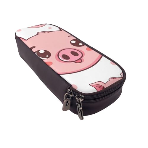 Federmäppchen mit Regenbogen-Schmetterling-Motiv, bedrucktes Leder, multifunktionaler Organizer für Schule, Büro und Reisen, schwein, Einheitsgröße, Schulranzen von DENMER