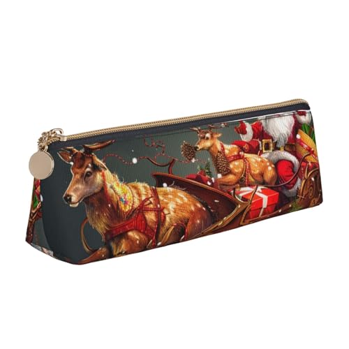 Federmäppchen mit Reißverschluss, Motiv: Bergwasserfall, niedlicher Schreibwaren-Organizer, PVC-Leder, dreieckig, Make-up-Tasche, Stiftebeutel, Aufdruck "Merry Christmas", Einheitsgröße, Schulranzen von DENMER