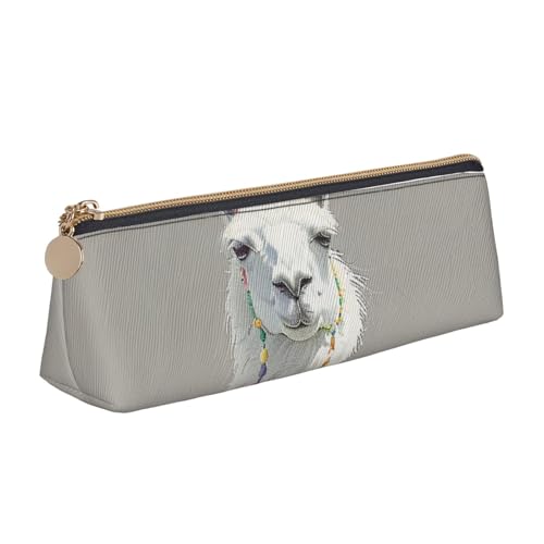 Federmäppchen mit Reißverschluss, Motiv: Musiksymbole, Liebe, niedlicher Schreibwaren-Organizer, PVC-Leder, Dreieck, Make-up-Tasche, Stiftebeutel, Lama-Aufdruck, Einheitsgröße, Schulranzen von DENMER