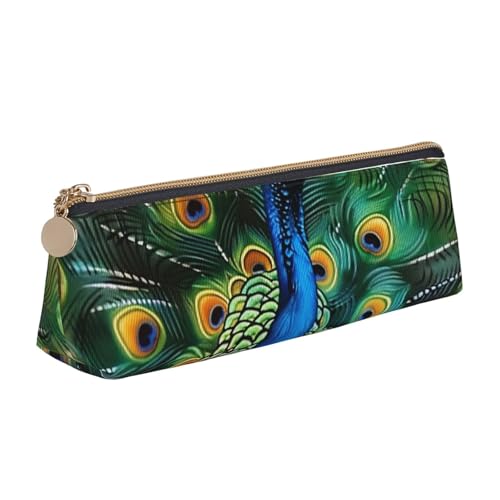 Federmäppchen mit Reißverschluss, Motiv: Piraten-Segelboot, bedruckt, niedlicher Schreibwaren-Organizer, PVC-Leder, dreieckig, Make-up-Tasche, Stiftebeutel, pfau, Einheitsgröße, Schulranzen von DENMER