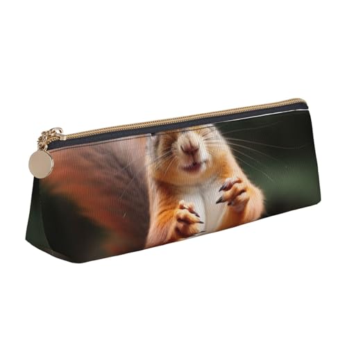 Federmäppchen mit Reißverschluss, Motiv: Westindische Seeküh, niedlicher Schreibwaren-Organizer, PVC-Leder, dreieckig, Make-up-Tasche, Stiftebeutel, Lustiges Eichhörnchen-Tier, Einheitsgröße von DENMER