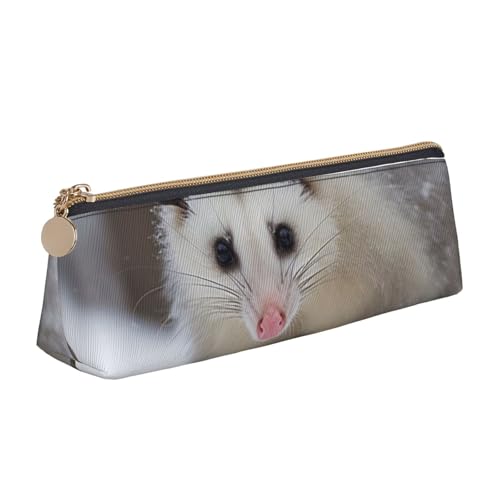 Federmäppchen mit Reißverschluss, Motiv: Westindische Seeküh, niedlicher Schreibwaren-Organizer, PVC-Leder, dreieckig, Make-up-Tasche, Stiftebeutel, Opossum im Schnee, Einheitsgröße, Schulranzen von DENMER