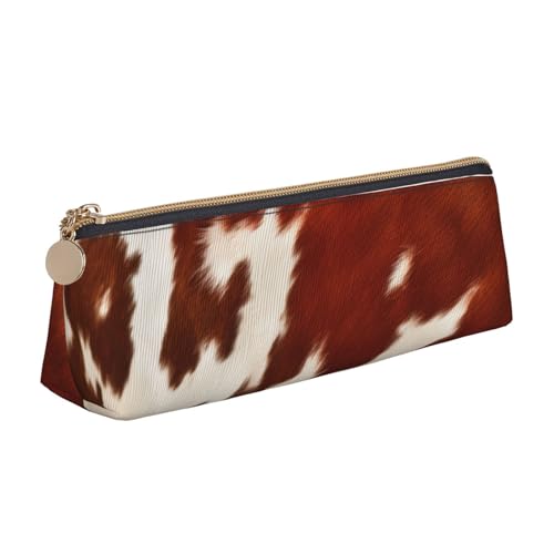 Federmäppchen mit Reißverschluss, bedruckt, Motiv: Frühling Happy Festival, Urlaub, niedlicher Schreibwaren-Organizer, PVC-Leder, dreieckig, Make-up-Tasche, Stiftebeutel, Rotes und weißes Rindsleder von DENMER