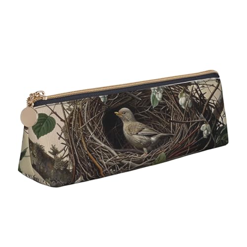 Federmäppchen mit Reißverschluss, gestreift, niedlich, Schreibwaren-Organizer, PVC-Leder, dreieckig, Make-up-Tasche, Stifteetui, Schwarz und Weiß, Vogelnest, Einheitsgröße, Schulranzen von DENMER