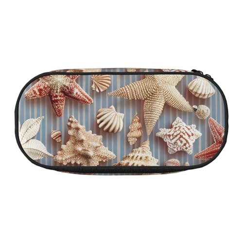 Federmäppchen mit Sonnenblumenfeld-Druck, Oxford-Stoff, geräumiges Design für Schule, Büro, Reisen, Mehrzweck-Schreibwaren und Make-up-Tasche, Muschel Weihnachten, Einheitsgröße, Schulranzen von DENMER