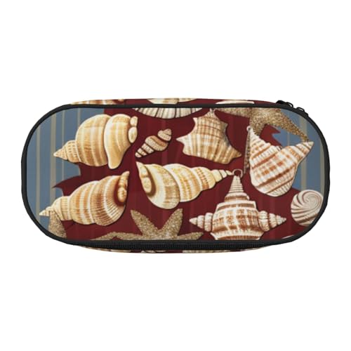 Federmäppchen mit Sonnenblumenfeld-Druck, Oxford-Stoff, geräumiges Design für Schule, Büro, Reisen, Mehrzweck-Schreibwaren und Make-up-Tasche, Schneeflocke, Muschel, Weihnachten, Einheitsgröße von DENMER