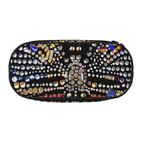 Federmäppchen mit Sonnenblumenfeld-Druck, Oxford-Stoff, geräumiges Design für Schule, Büro, Reisen, Mehrzweck-Schreibwaren und Make-up-Tasche, Strass Schmetterling, Einheitsgröße, Schulranzen von DENMER