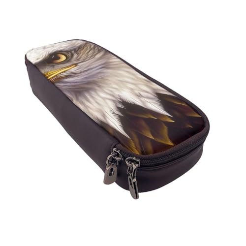 Federmäppchen mit Vogelnest, bedrucktes Leder, multifunktionaler Organizer für Schule, Büro und Reisen, American Bald Eagle, Einheitsgröße, Schulranzen von DENMER