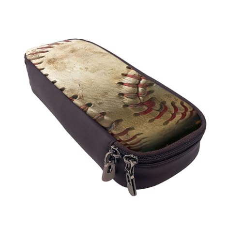 Federmäppchen mit Vogelnest, bedrucktes Leder, multifunktionaler Organizer für Schule, Büro und Reisen, Baseball 1, Einheitsgröße, Schulranzen von DENMER