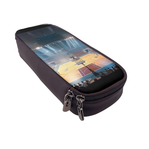 Federmäppchen mit Vogelnest, bedrucktes Leder, multifunktionaler Organizer für Schule, Büro und Reisen, Basketball, Einheitsgröße, Schulranzen von DENMER