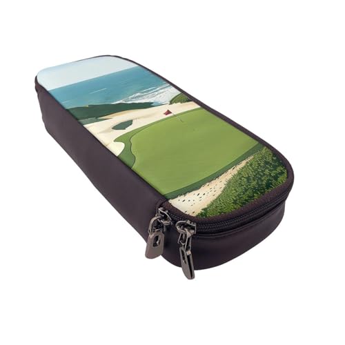 Federmäppchen mit Vogelnest, bedrucktes Leder, multifunktionaler Organizer für Schule, Büro und Reisen, Beach-Golfplatz, Einheitsgröße, Schulranzen von DENMER