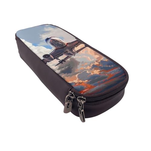 Federmäppchen mit Vogelnest, bedrucktes Leder, multifunktionaler Organizer für Schule, Büro und Reisen, Flugzeugkunst., Einheitsgröße, Schulranzen von DENMER