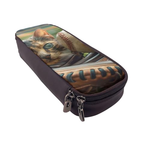 Federmäppchen mit Vogelnest, bedrucktes Leder, multifunktionaler Organizer für Schule, Büro und Reisen, baseball, Einheitsgröße, Schulranzen von DENMER