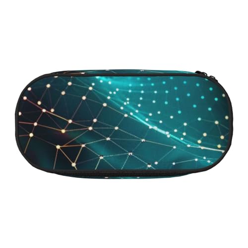 Federmäppchen mit Vogelnest, bedrucktes Oxford-Gewebe, geräumiges Design für Schule, Büro, Reisen, Mehrzweck-Schreibwaren und Make-up-Tasche, Abstrakter polygonaler Raum, Einheitsgröße, Schulranzen von DENMER