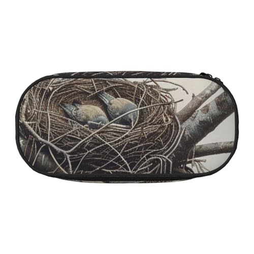 Federmäppchen mit Vogelnest, bedrucktes Oxford-Gewebe, geräumiges Design für Schule, Büro, Reisen, Mehrzweck-Schreibwaren und Make-up-Tasche, Vogelnest 1, Einheitsgröße, Schulranzen von DENMER