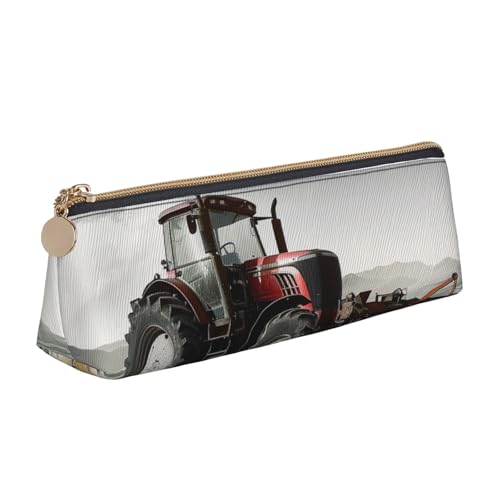 Federmäppchen mit abstraktem blauem Reißverschluss, niedlicher Schreibwaren-Organizer, PVC-Leder, dreieckig, Make-up-Tasche, Stiftebeutel, Traktor Landwirtschaft Tranquil, Einheitsgröße, Schulranzen von DENMER