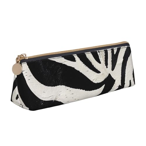 Federmäppchen mit abstraktem blauem Reißverschluss, niedlicher Schreibwaren-Organizer, PVC-Leder, dreieckig, Make-up-Tasche, Stiftebeutel, Zebra Tier, Einheitsgröße, Schulranzen von DENMER