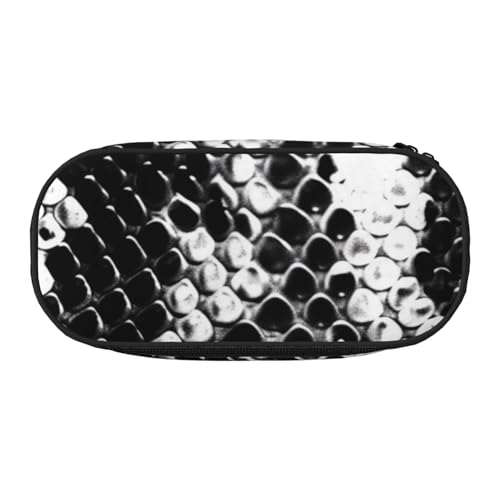 Federmäppchen mit amerikanischer Flagge und Sternen und Streifen, bedrucktes Oxford-Gewebe mit geräumigem Design für Schule, Büro, Reisen – Mehrzweck-Schreibwaren und Make-up-Tasche, Schwarz-weißes von DENMER