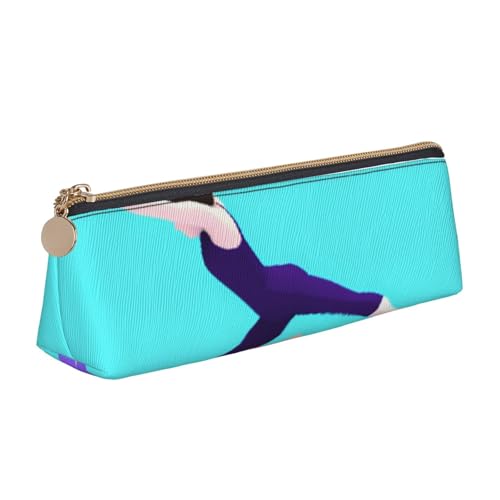 Federmäppchen mit buntem Hawaii-Blumendruck, Reißverschluss, niedlicher Schreibwaren-Organizer, PVC-Leder, dreieckig, Make-up-Tasche, Stiftebeutel, Gymnastikspiel, Einheitsgröße, Schulranzen von DENMER