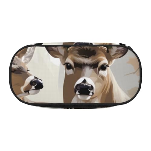 Federmäppchen mit buntem Marmor-Druck, Oxford-Stoff, geräumiges Design für Schule, Büro, Reisen, Mehrzweck-Schreibwaren und Make-up-Tasche, Camouflage-Hirsch_1, Einheitsgröße, Schulranzen von DENMER