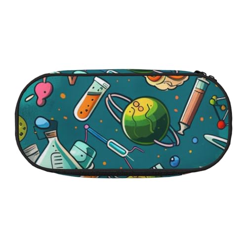 Federmäppchen mit buntem Marmor-Druck, Oxford-Stoff, geräumiges Design für Schule, Büro, Reisen, Mehrzweck-Schreibwaren und Make-up-Tasche, Cartoon Science Design, Einheitsgröße, Schulranzen von DENMER