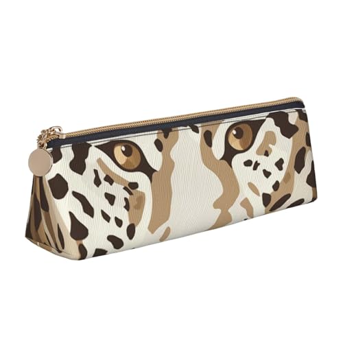 Federmäppchen mit buntem Schmetterlings-Motiv, Reißverschluss, niedlicher Schreibwaren-Organizer, PVC-Leder, dreieckig, Make-up-Tasche, Stifteetui, Braunes Leopardenmuster, Einheitsgröße, Schulranzen von DENMER