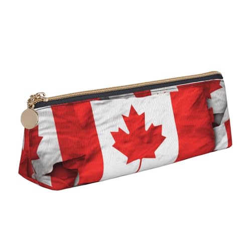 Federmäppchen mit buntem Schmetterlings-Motiv, Reißverschluss, niedlicher Schreibwaren-Organizer, PVC-Leder, dreieckig, Make-up-Tasche, Stifteetui, Kanadische Flagge, Einheitsgröße, Schulranzen von DENMER