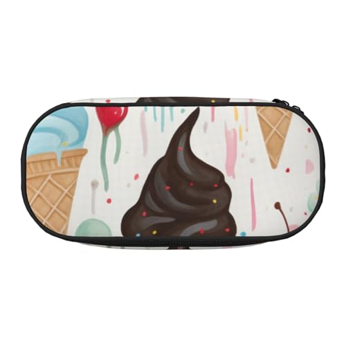Federmäppchen mit gelbem Drachen, schwarzer Hintergrund, bedrucktes Oxford-Gewebe, geräumiges Design für Schule, Büro, Reisen – Mehrzweck-Schreibwaren und Make-up-Tasche, Sweet Ice Cream von DENMER
