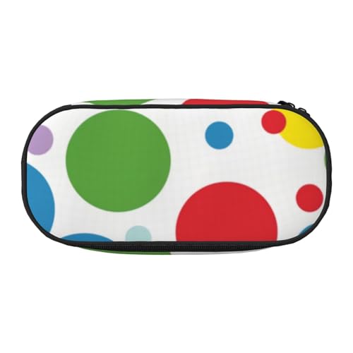 Federmäppchen mit gelbem Drachen, schwarzer Hintergrund, bedrucktes Oxford-Gewebe, geräumiges Design für Schule, Büro, Reisen – Mehrzweck-Schreibwaren und Make-up-Tasche, Twister Polka Dots von DENMER