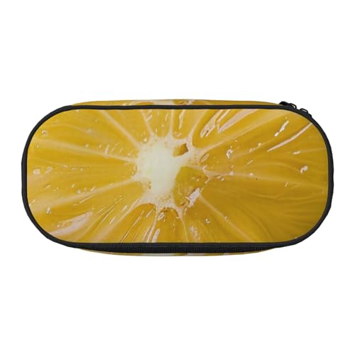 Federmäppchen mit gelbem Sonnenblumen-Motiv, Oxford-Stoff, geräumiges Design, für Schule, Büro, Reisen, Mehrzweck-Schreibwaren und Make-up-Tasche, Gelbe Zitrone., Einheitsgröße, Schulranzen von DENMER