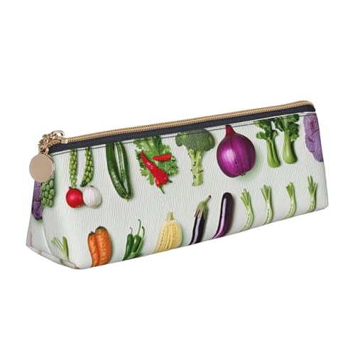 Federmäppchen mit japanischem Blumenmuster, Reißverschluss, niedlicher Schreibwaren-Organizer, PVC-Leder, dreieckig, Make-up-Tasche, Stiftebeutel, Einführung von verschiedenen Gemüse, Einheitsgröße von DENMER