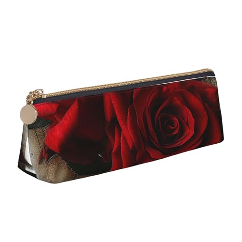 Federmäppchen mit japanischem Blumenmuster, Reißverschluss, niedlicher Schreibwaren-Organizer, PVC-Leder, dreieckig, Make-up-Tasche, Stiftebeutel, Gothic Rose 1, Einheitsgröße, Schulranzen von DENMER